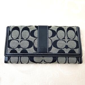 Coach Signature "C" Wallet Fabric Leather Black 88913